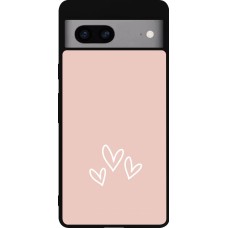 Google Pixel 7a Case Hülle - Silikon schwarz Valentine 2023 three minimalist hearts