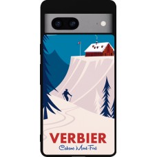 Coque Google Pixel 7a - Silicone rigide noir Verbier Cabane Mont-Fort