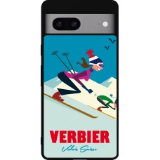 Coque Google Pixel 7a - Silicone rigide noir Verbier Ski Downhill
