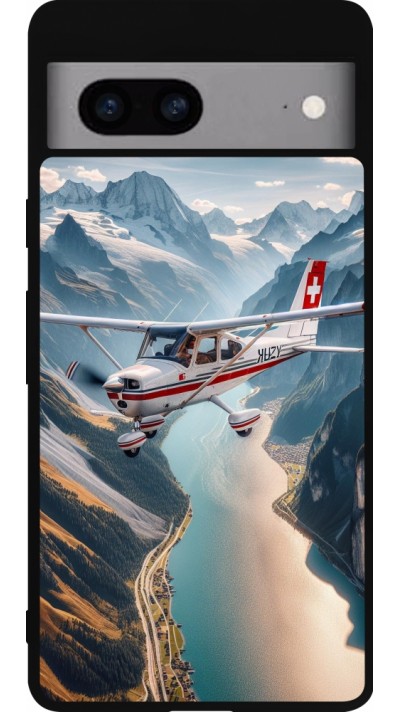 Google Pixel 7a Case Hülle - Silikon schwarz Schweizer Alpenflug
