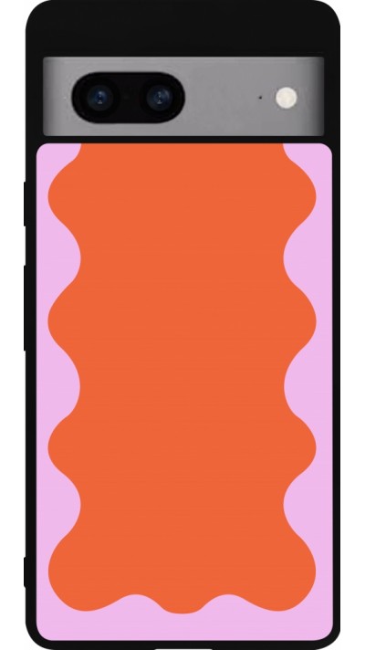 Google Pixel 7a Case Hülle - Silikon schwarz Wavy Rectangle Orange Pink