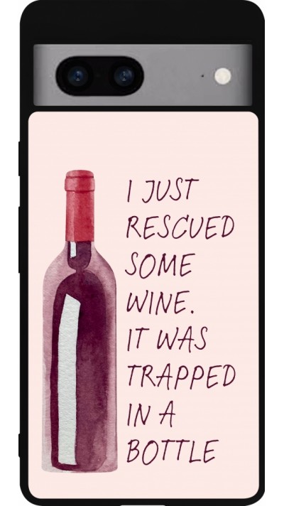Coque Google Pixel 7a - Silicone rigide noir I just rescued some wine