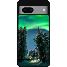 Google Pixel 7a Case Hülle - Silikon schwarz Winter 22 Northern Lights