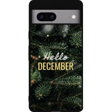 Coque Google Pixel 7a - Silicone rigide noir Winter 25 Winter hello december