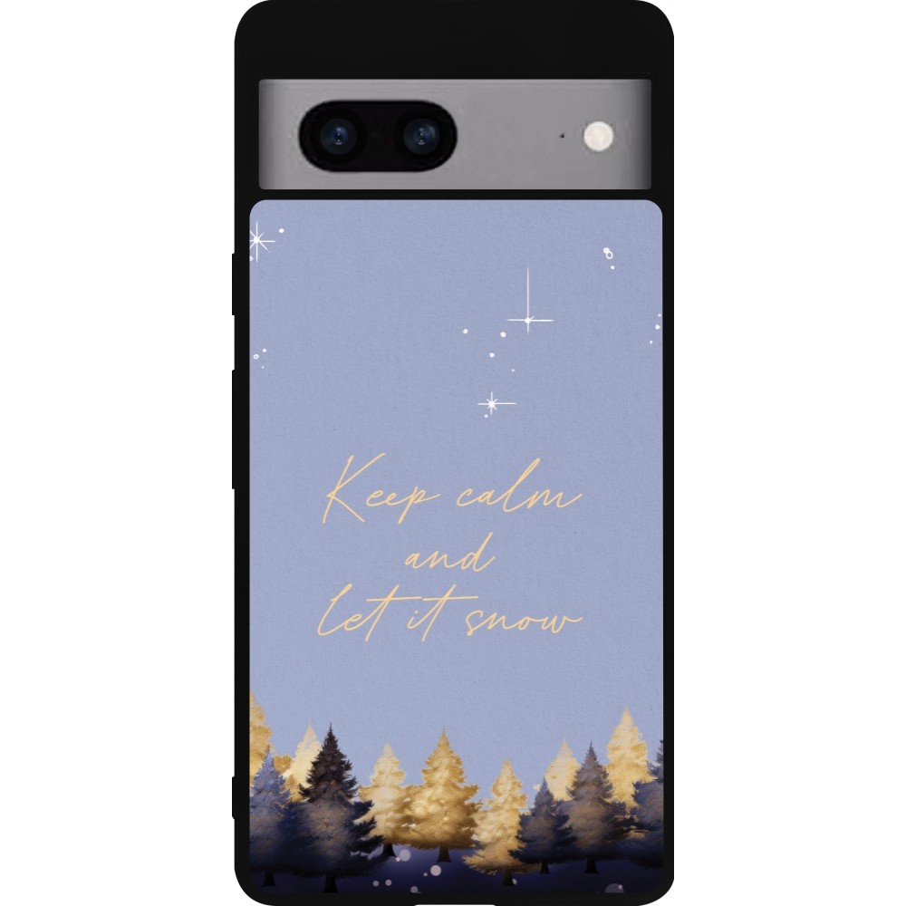 Coque Google Pixel 7a - Silicone rigide noir Winter 25 Winter illustration of trees