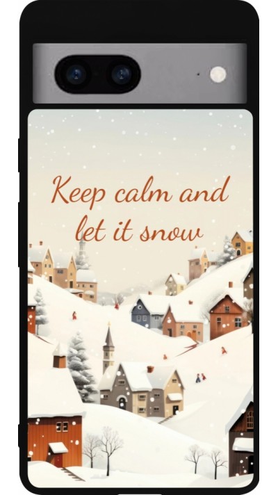 Coque Google Pixel 7a - Silicone rigide noir Winter 25 Winter Keep calm and let it snow