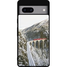 Coque Google Pixel 7a - Silicone rigide noir Winter 25 Winter polar express