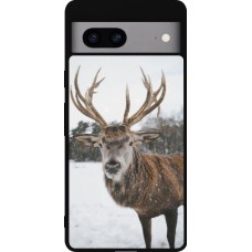 Coque Google Pixel 7a - Silicone rigide noir Winter 25 Winter reindeer
