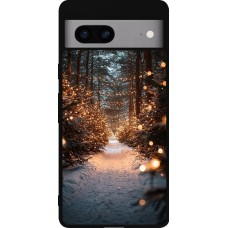 Coque Google Pixel 7a - Silicone rigide noir Winter 25 Winter snowy road