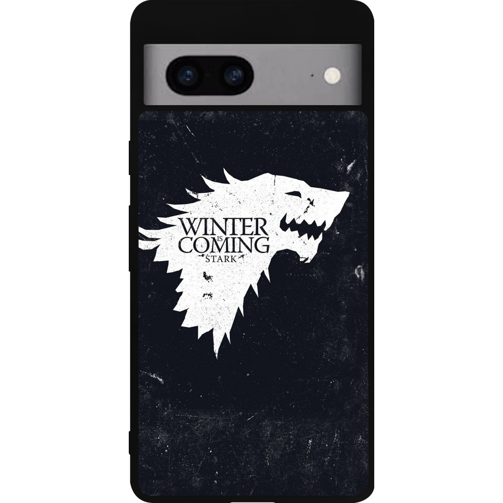 Coque Google Pixel 7a - Silicone rigide noir Winter is coming Stark