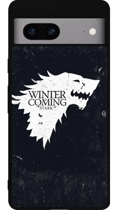 Coque Google Pixel 7a - Silicone rigide noir Winter is coming Stark