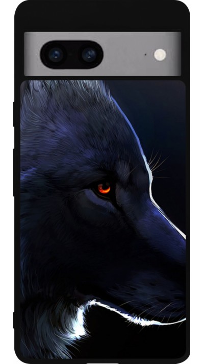 Coque Google Pixel 7a - Silicone rigide noir Wolf Shape