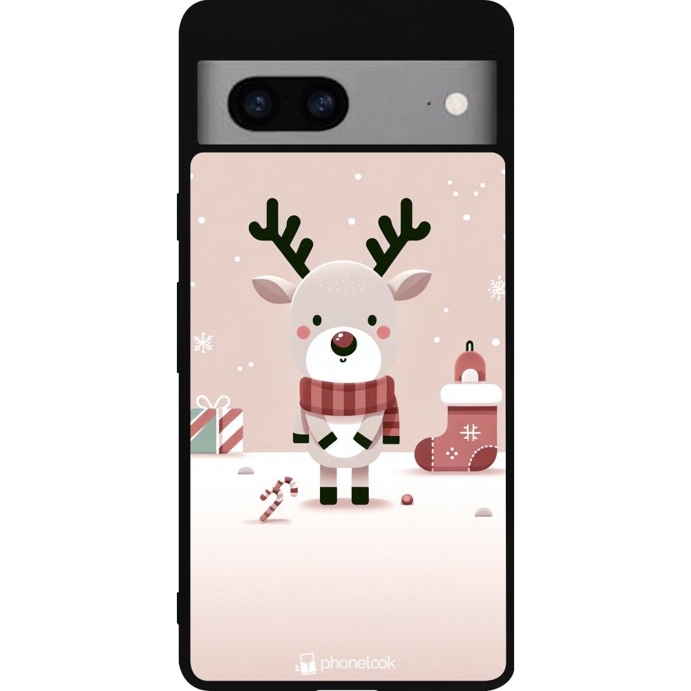 Google Pixel 7a Case Hülle - Silikon schwarz Weihnachten 2023 Choupinette Rentier