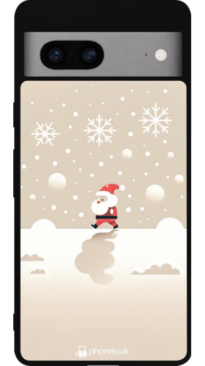 Coque Google Pixel 7a - Silicone rigide noir Noël 2023 Minimalist Santa