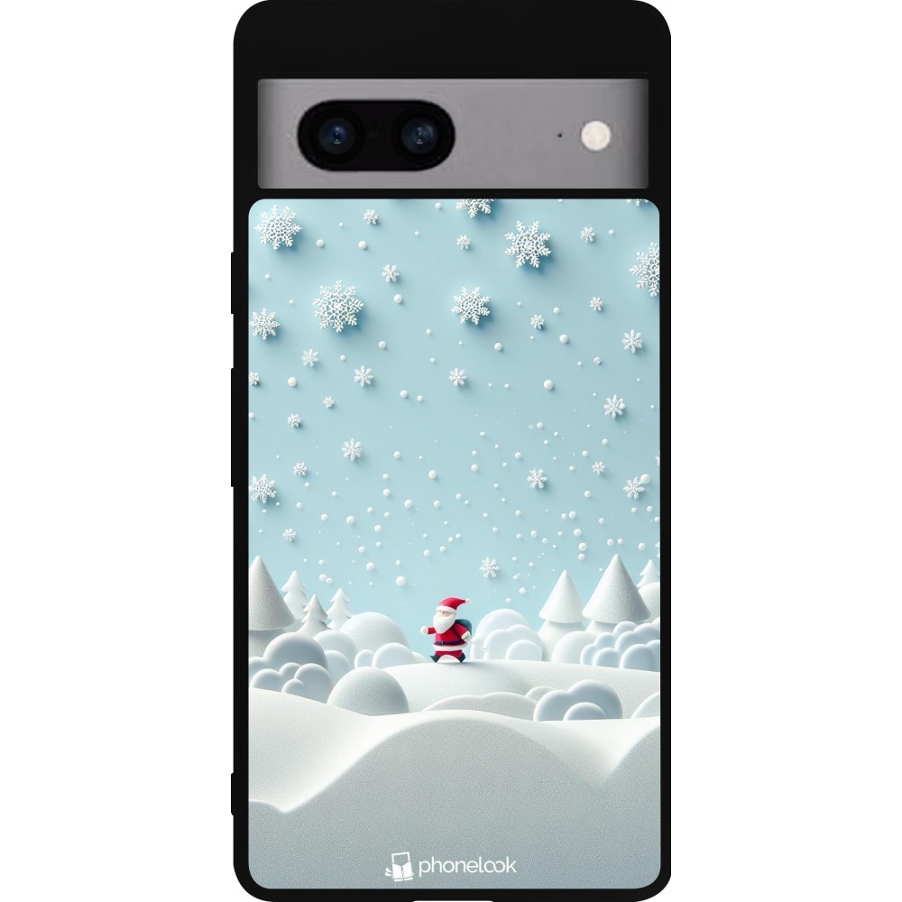 Google Pixel 7a Case Hülle - Silikon schwarz Weihnachten 2023 Kleiner Vater Schneeflocke