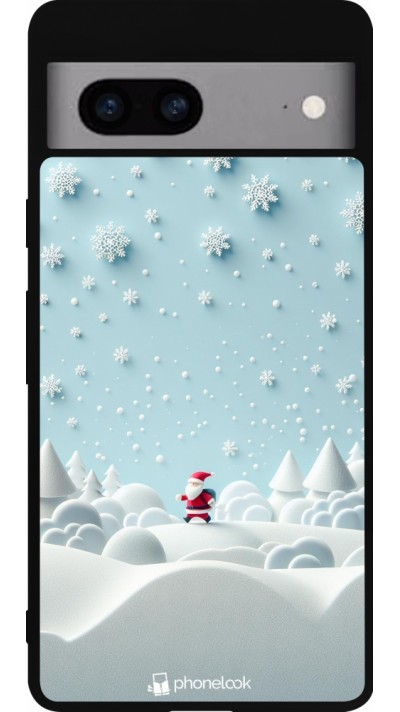 Coque Google Pixel 7a - Silicone rigide noir Noël 2023 Petit Père Flocon