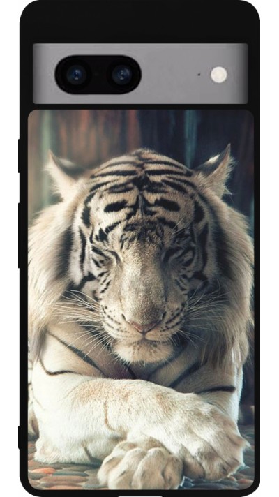 Coque Google Pixel 7a - Silicone rigide noir Zen Tiger