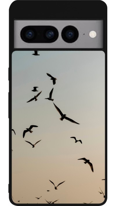 Coque Google Pixel 7 Pro - Silicone rigide noir Autumn 22 flying birds shadow