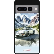 Google Pixel 7 Pro Case Hülle - Silikon schwarz Porsche 911 Berg Aquarell