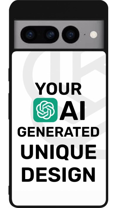 Coque Google Pixel 7 Pro - Silicone rigide noir 100% unique générée par intelligence artificielle (AI) avec vos idées