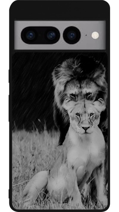 Coque Google Pixel 7 Pro - Silicone rigide noir Angry lions