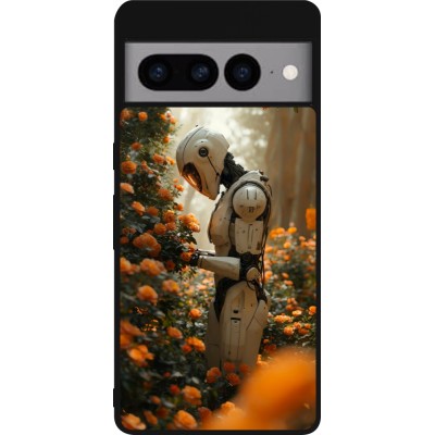 Google Pixel 7 Pro Case Hülle - Silikon schwarz Astronaut flowers 2025
