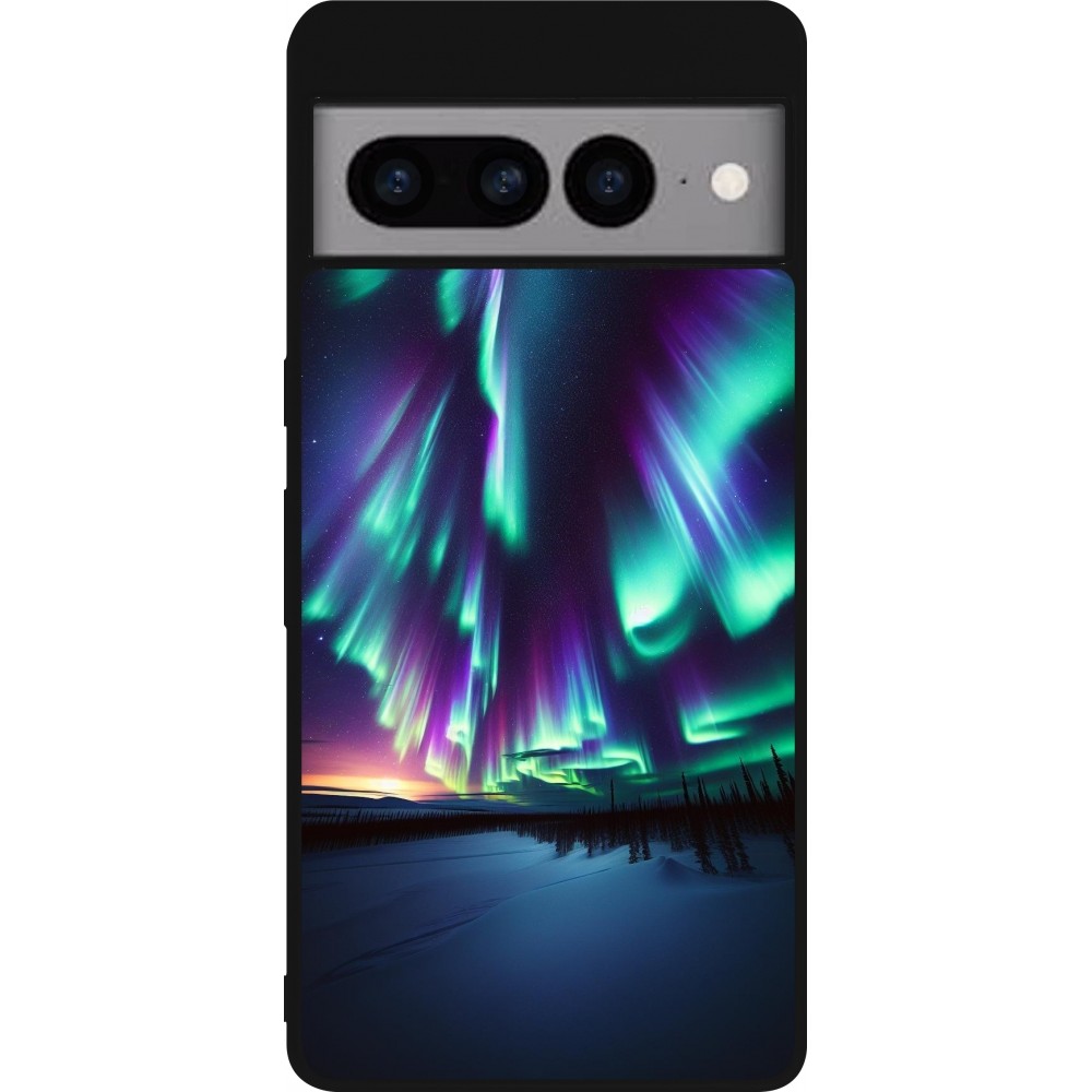 Google Pixel 7 Pro Case Hülle - Silikon schwarz Funkelndes Nordlicht