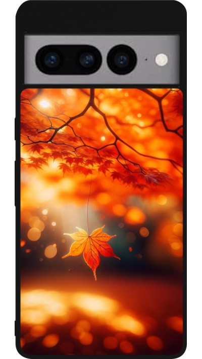 Coque Google Pixel 7 Pro - Silicone rigide noir Automne Magique Orange