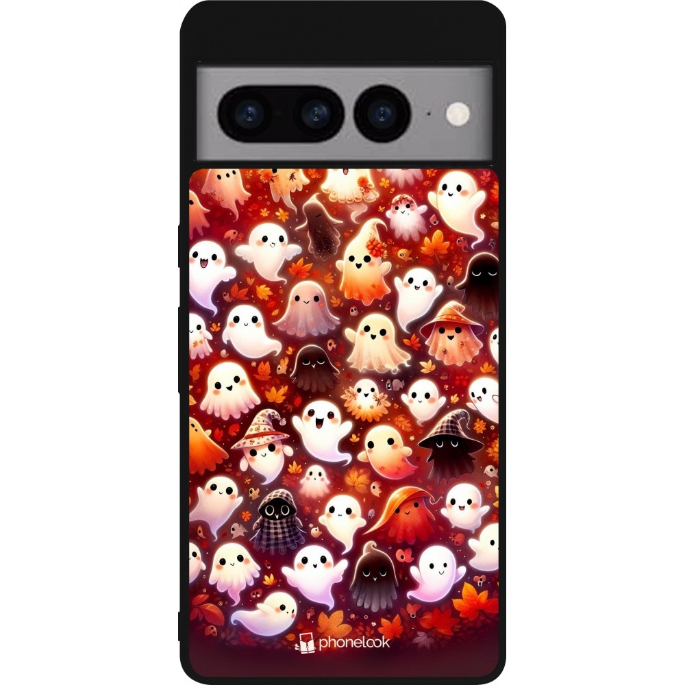 Google Pixel 7 Pro Case Hülle - Silikon schwarz Gespenster Herbst niedlich