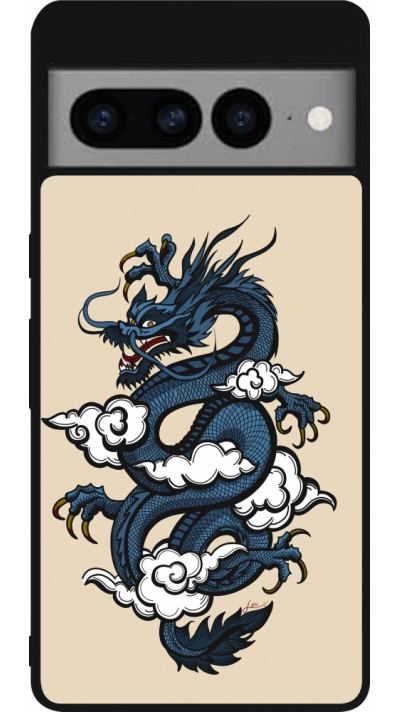 Google Pixel 7 Pro Case Hülle - Silikon schwarz Blue Dragon Tattoo