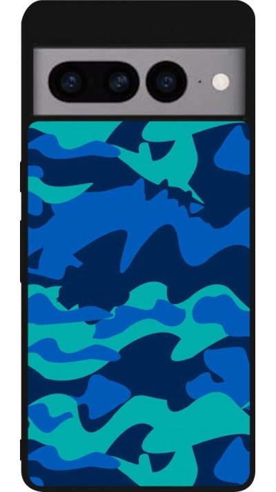 Google Pixel 7 Pro Case Hülle - Silikon schwarz Camo Blue