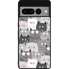 Google Pixel 7 Pro Case Hülle - Silikon schwarz Katzenschwärme