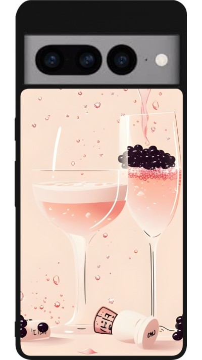 Coque Google Pixel 7 Pro - Silicone rigide noir Champagne Pouring Pink
