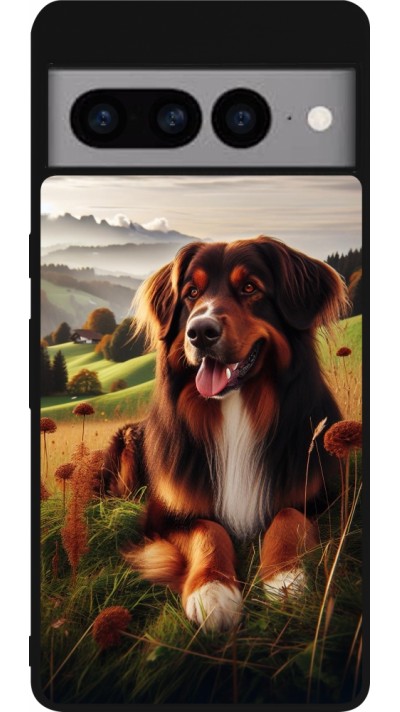 Coque Google Pixel 7 Pro - Silicone rigide noir Chien Campagne Suisse