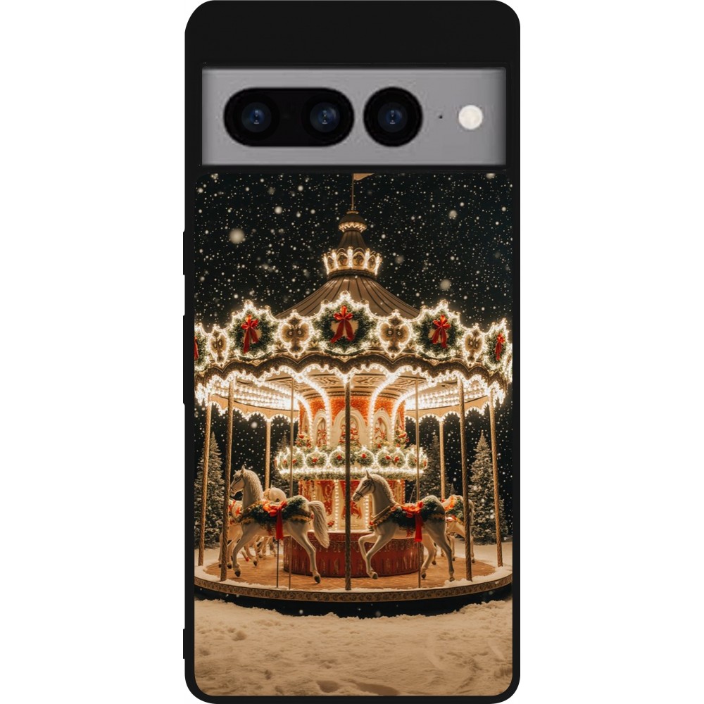 Google Pixel 7 Pro Case Hülle - Silikon schwarz Christmas 25 Carousel
