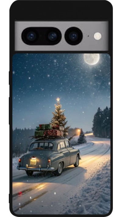 Google Pixel 7 Pro Case Hülle - Silikon schwarz Christmas 25 Car with Tree Xmas