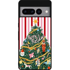 Coque Google Pixel 7 Pro - Silicone rigide noir Christmas 25 Happy Holiday