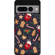 Coque Google Pixel 7 Pro - Silicone rigide noir Christmas 25 Pattern Gingerbread House