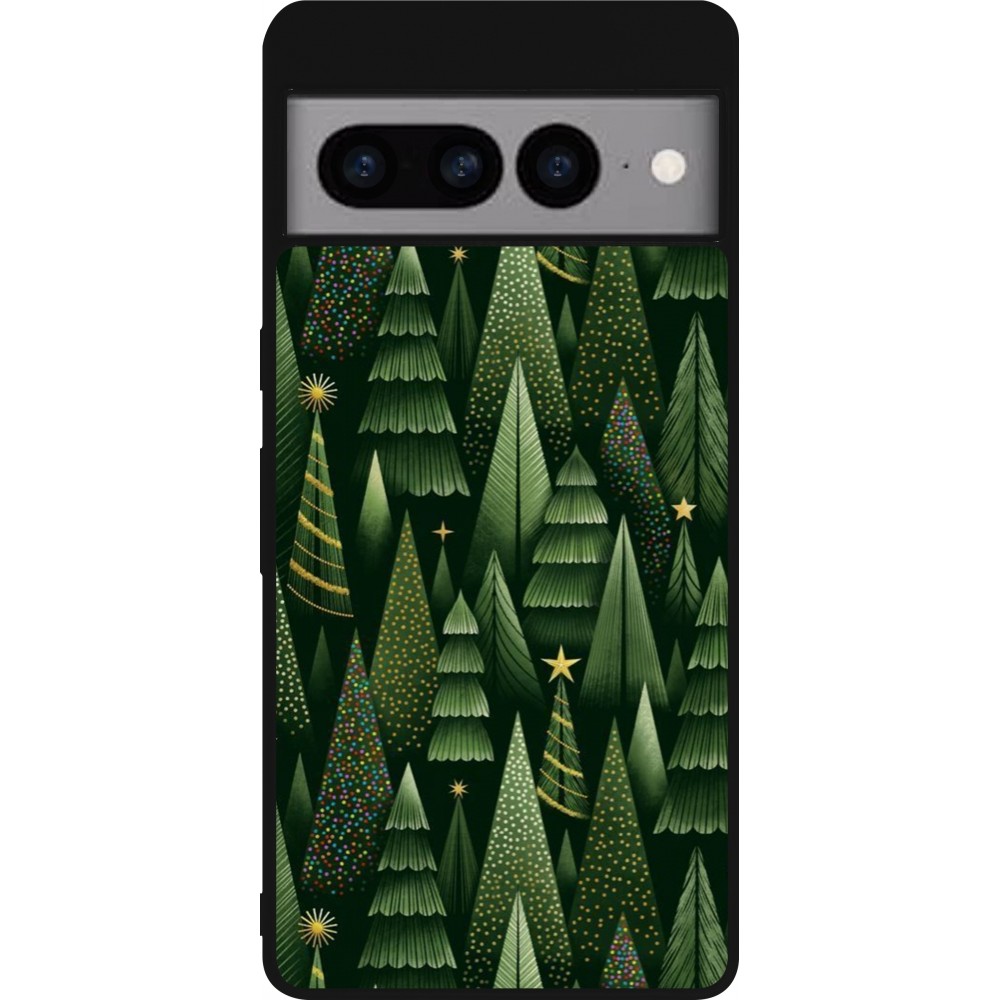 Google Pixel 7 Pro Case Hülle - Silikon schwarz Christmas 25 Pattern Xmas Tree