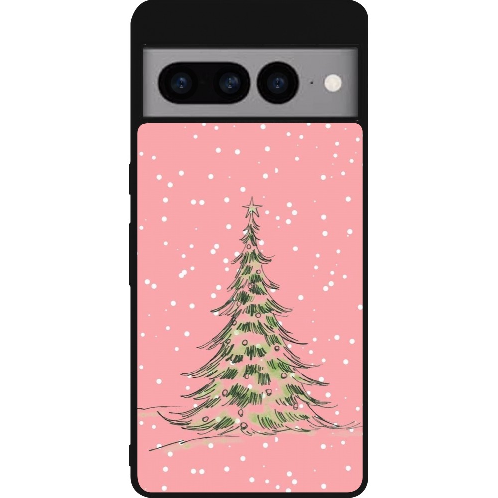 Coque Google Pixel 7 Pro - Silicone rigide noir Christmas 25 Pink Tree