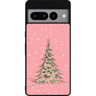 Coque Google Pixel 7 Pro - Silicone rigide noir Christmas 25 Pink Tree