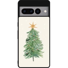 Coque Google Pixel 7 Pro - Silicone rigide noir Christmas 25 Sketch Tree