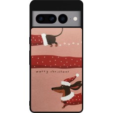 Coque Google Pixel 7 Pro - Silicone rigide noir Christmas 25 Teckel Merry Xmas