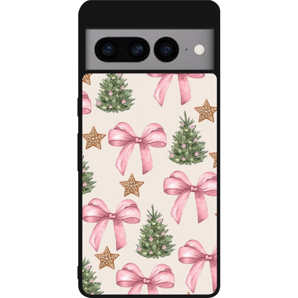 Coque Google Pixel 7 Pro - Silicone rigide noir Christmas 25 Vintage Ribbons