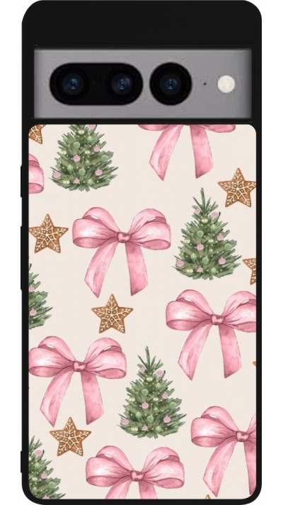 Google Pixel 7 Pro Case Hülle - Silikon schwarz Christmas 25 Vintage Ribbons