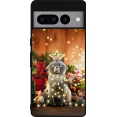Coque Google Pixel 7 Pro - Silicone rigide noir Christmas 25 Xmas Cat
