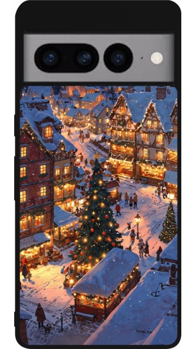 Google Pixel 7 Pro Case Hülle - Silikon schwarz Christmas 25 Xmas Village