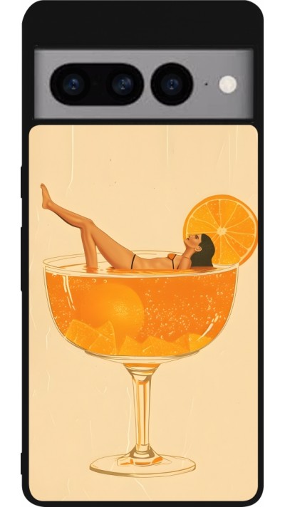Google Pixel 7 Pro Case Hülle - Silikon schwarz Cocktail Bath Vintage