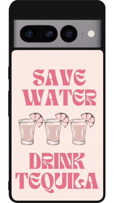 Google Pixel 7 Pro Case Hülle - Silikon schwarz Cocktail Save Water Drink Tequila