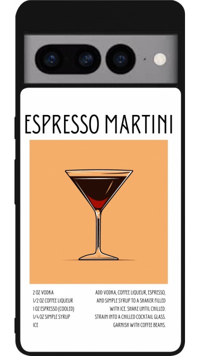 Coque Google Pixel 7 Pro - Silicone rigide noir Cocktail recette Espresso Martini